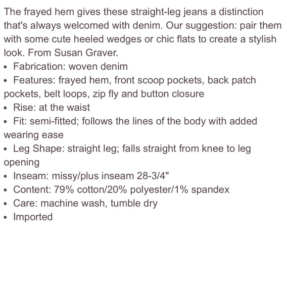 Susan Graver straight ankle jean with frayed hem - Picture 11 of 11